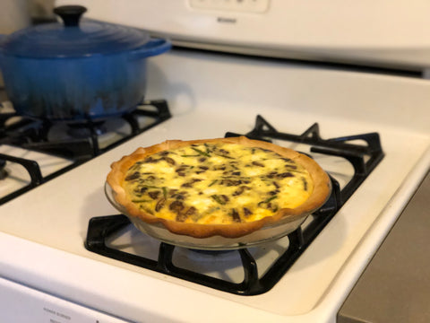 Breakfast for Dinner: Quiche with Chèvre, Asparagus and Mushrooms