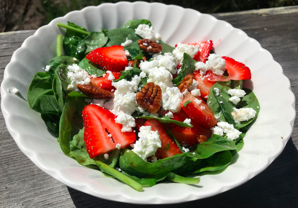 Spinach and Strawberry Salad with Fresh Chèvre