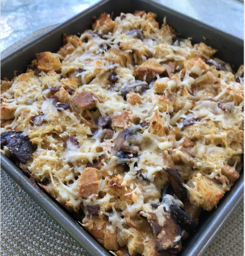 Mushroom, Bacon & Cabrillo Bread Pudding